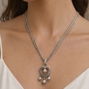 Sterling Silver 925 Heart Pendant Necklace | CZ Accents | 18” | 29g